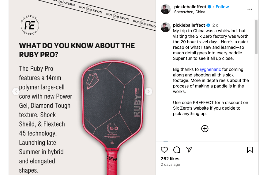Six Zero Ruby Pro paddle features, including its 14mm polymer core and innovative technologies.