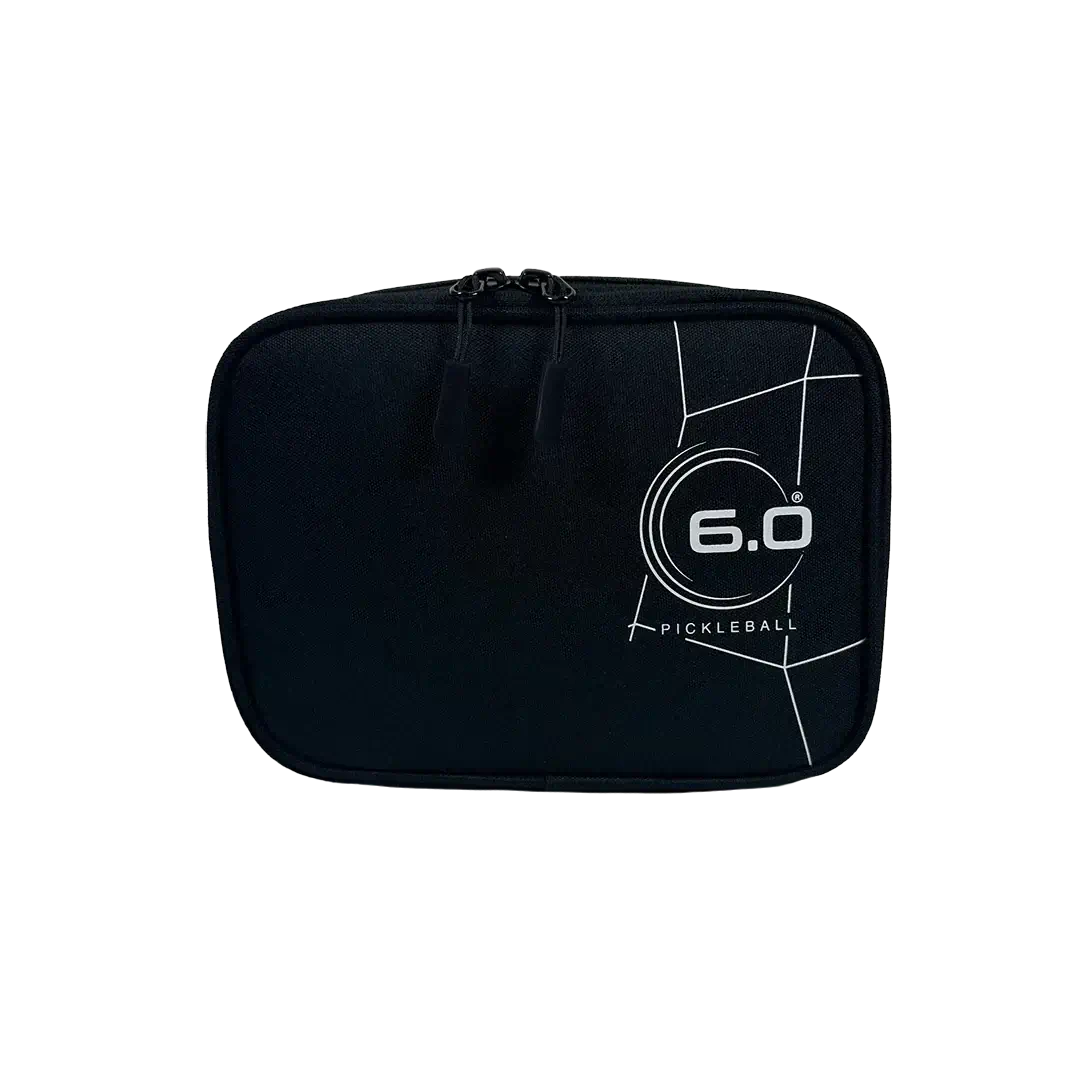 Black 6.0 Pickleball case with logo, durable and stylish for organized storage of equipment.
