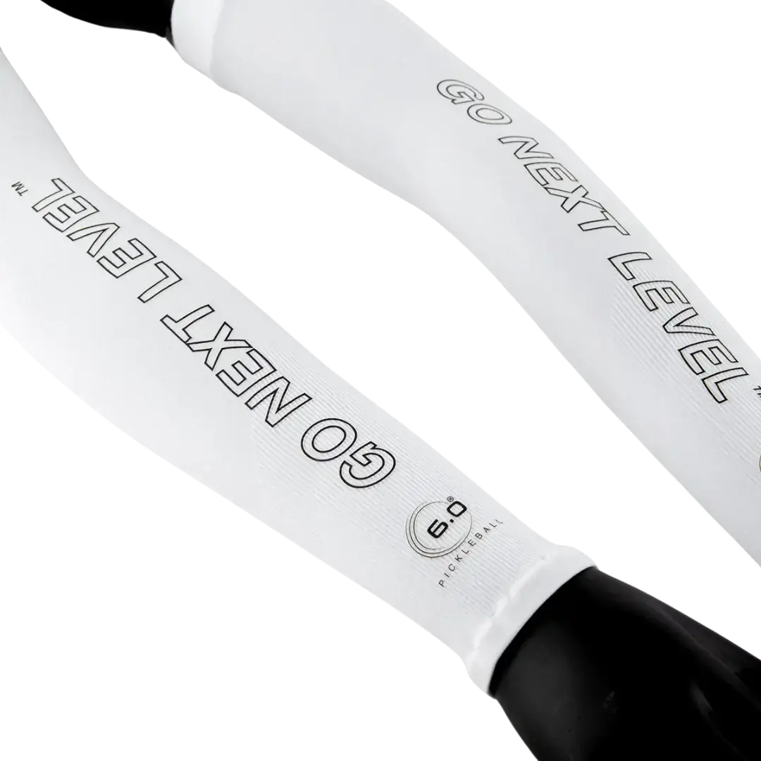 Six Zero arm sleeves with 'Go Next Level' text, offering sun protection and muscle recovery in stylish design.