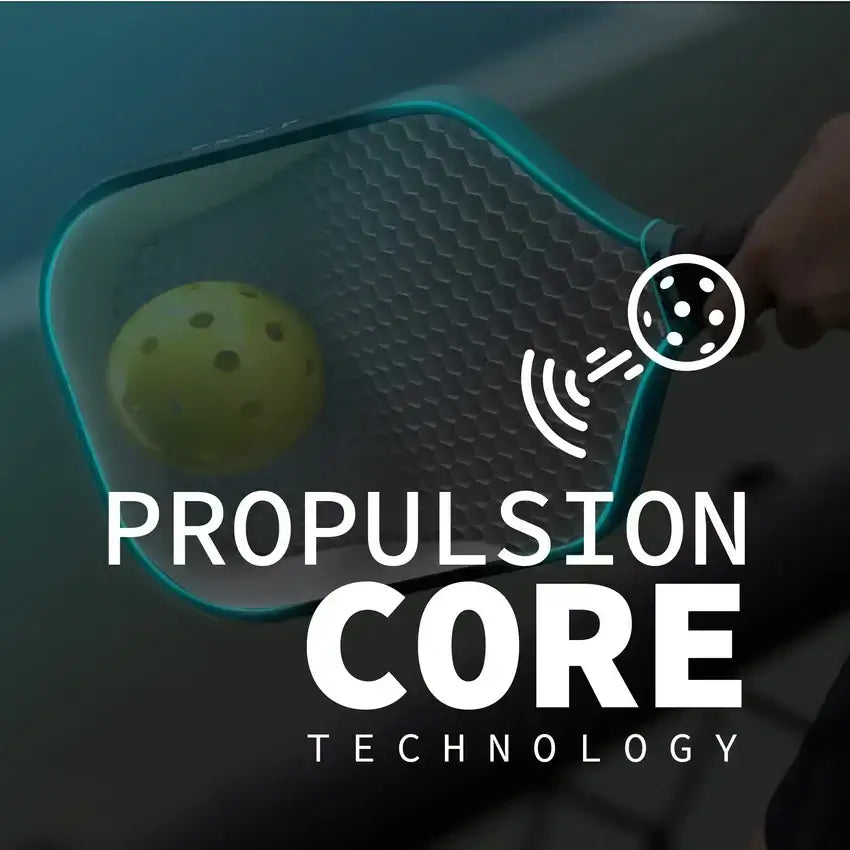 Image showcasing the JOOLA pickleball paddle with Propulsion Core Technology, emphasizing advanced performance features.
