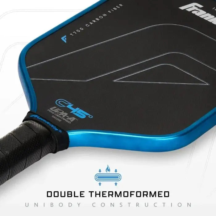 Close-up of Franklin C45° Carbon Fiber Paddle with double thermoformed unibody construction.