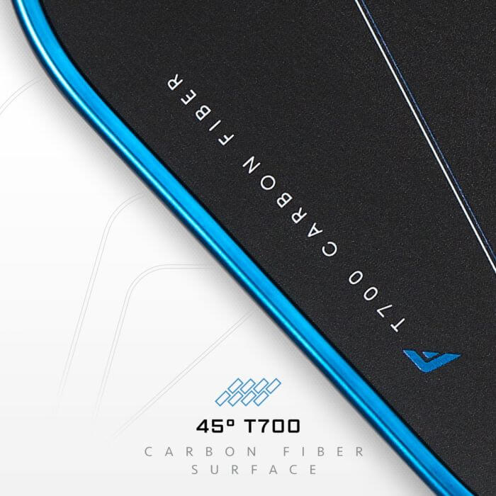 Close-up of the Franklin C45 carbon fiber paddle surface featuring T700 carbon fiber and a 45° angle design.