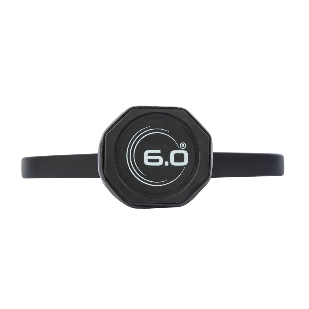 Six Zero 6.0 paddle handle design featuring sleek black look for premium control and power in gameplay.