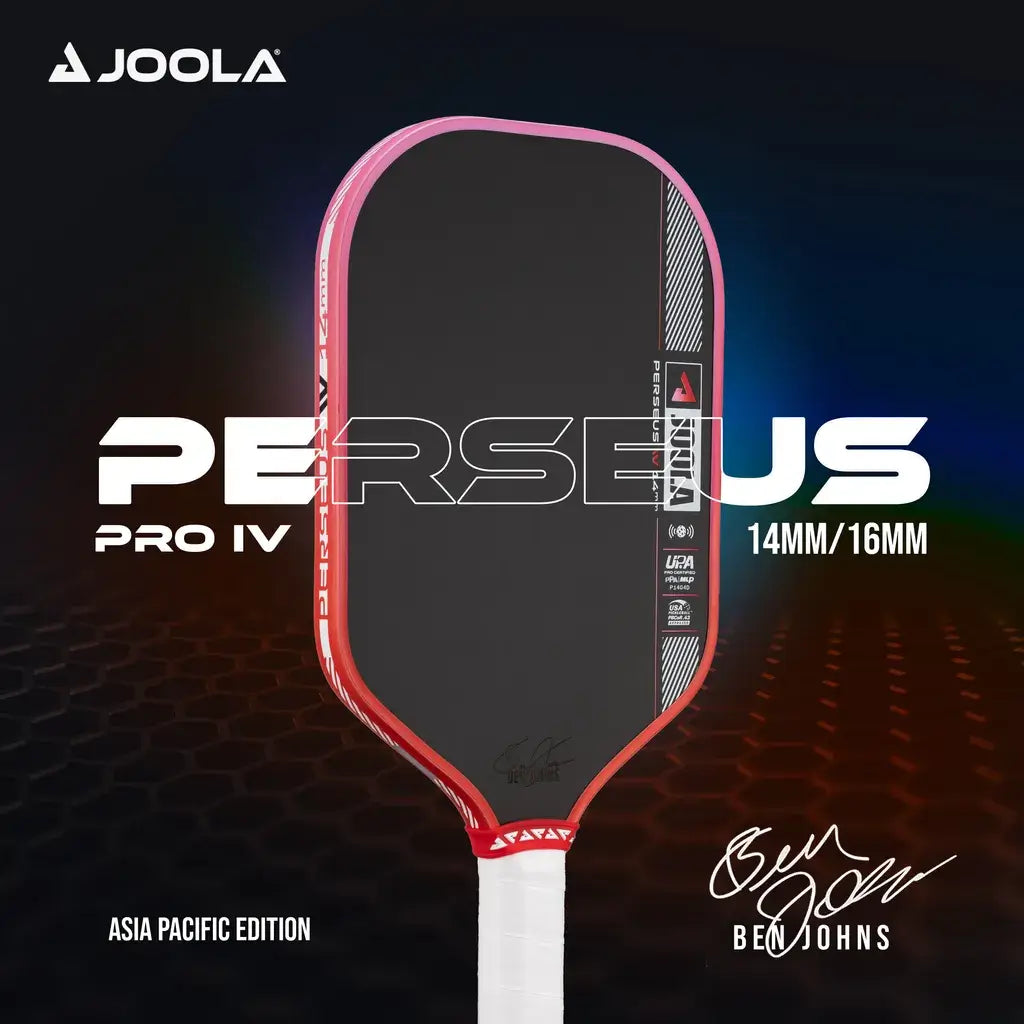 Joola Perseus Pro IV Asia Colorway (14mm) pickleball paddle featuring innovative tech and Ben Johns signature.
