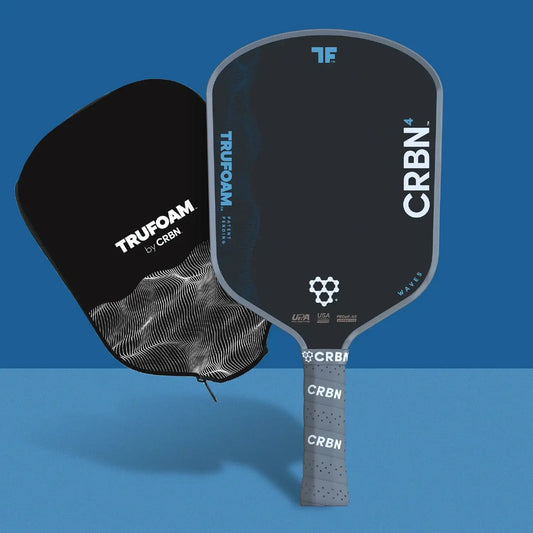 CRBN⁴ TruFoam Waves (Hybrid, AeroCurve) paddle and cover on blue background