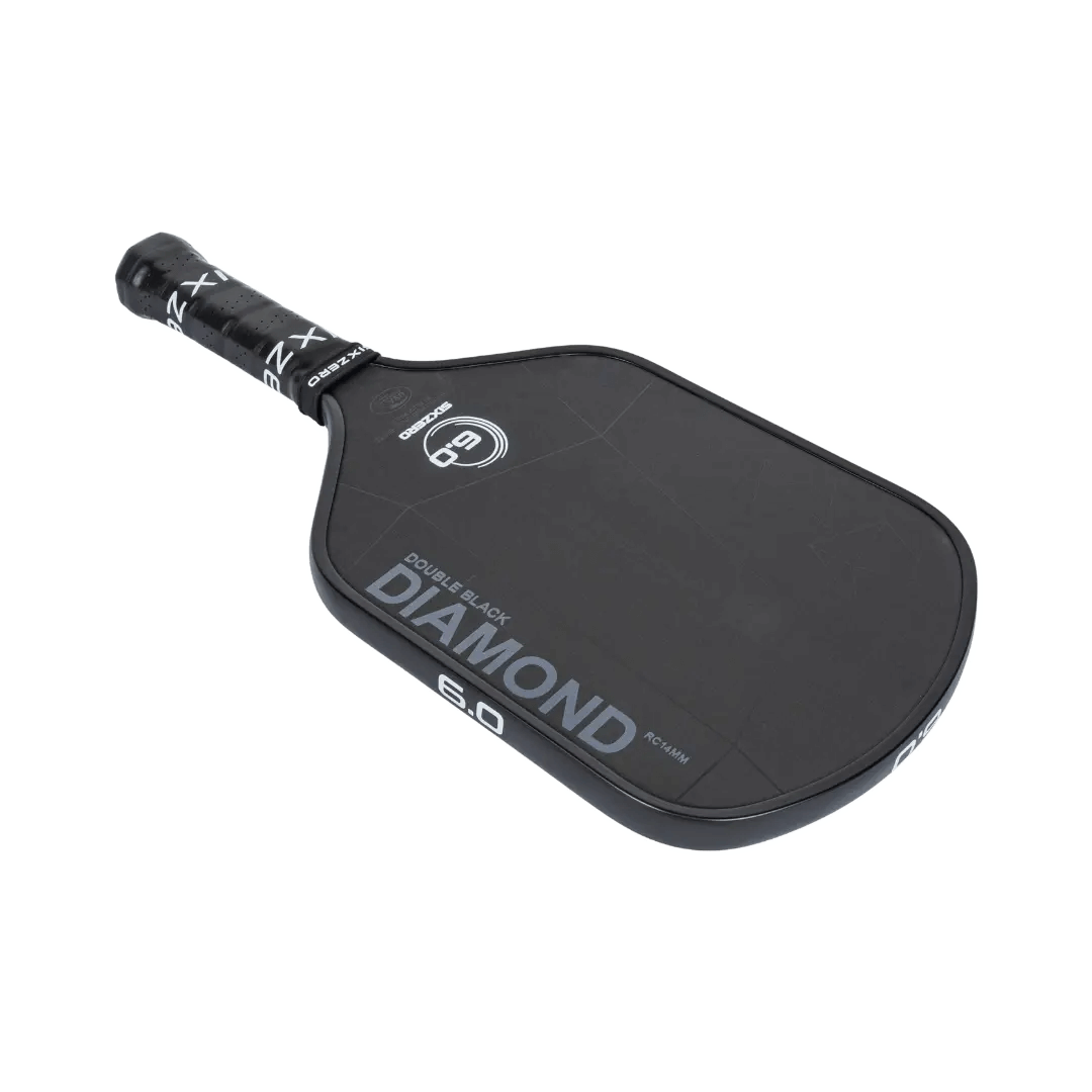 Six Zero Double Black Diamond Control Pickleball Paddle with Raw Carbon Technology for precision and control on the court