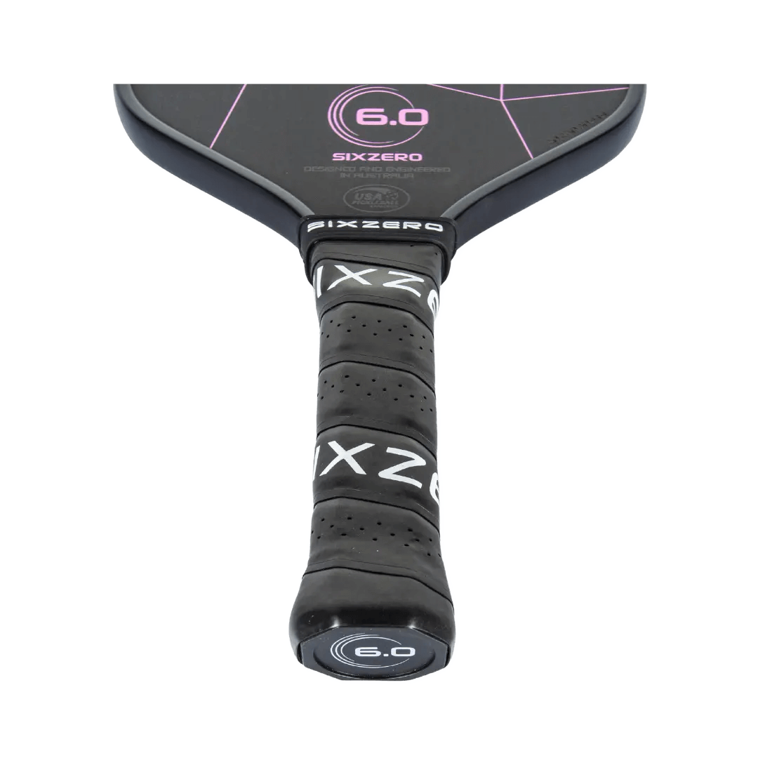 Six Zero Double Black Diamond pickleball paddle with Raw Carbon technology for precision and control.