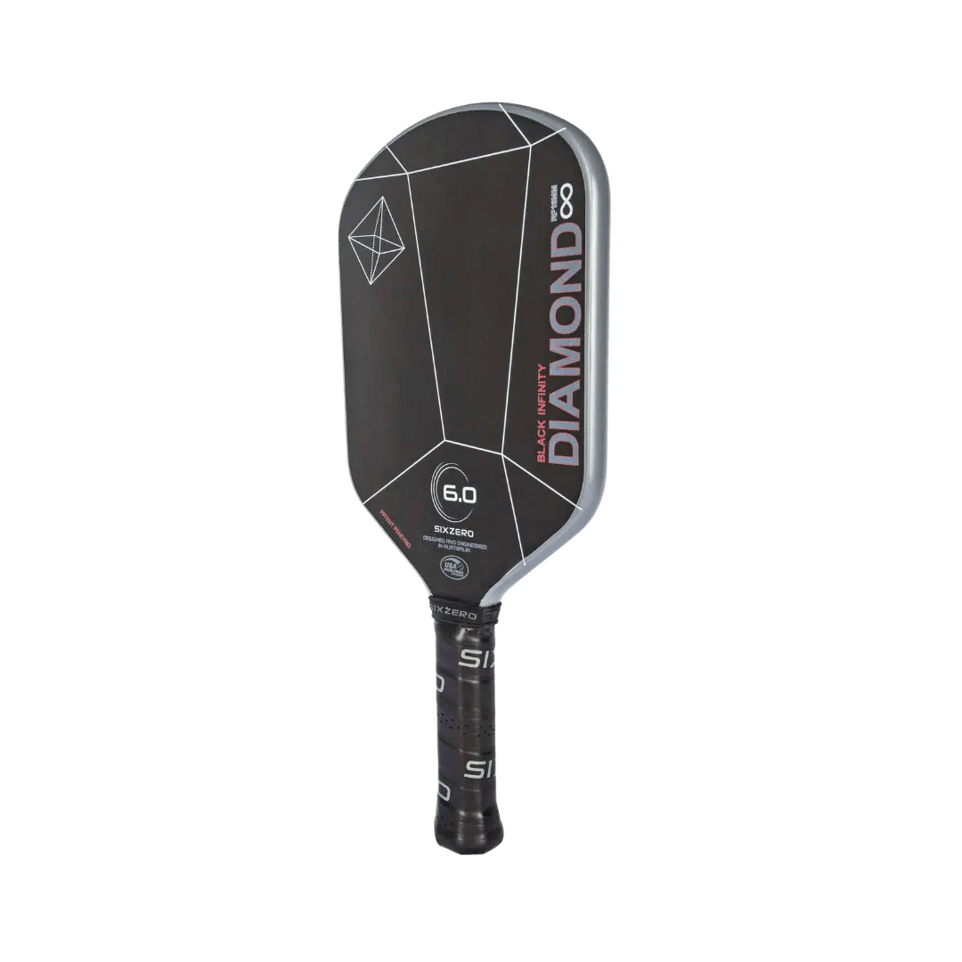 Six Zero Infinity Edgeless Black Diamond Power pickleball paddle, high-performance design with patent-pending edge for unmatched power on the court