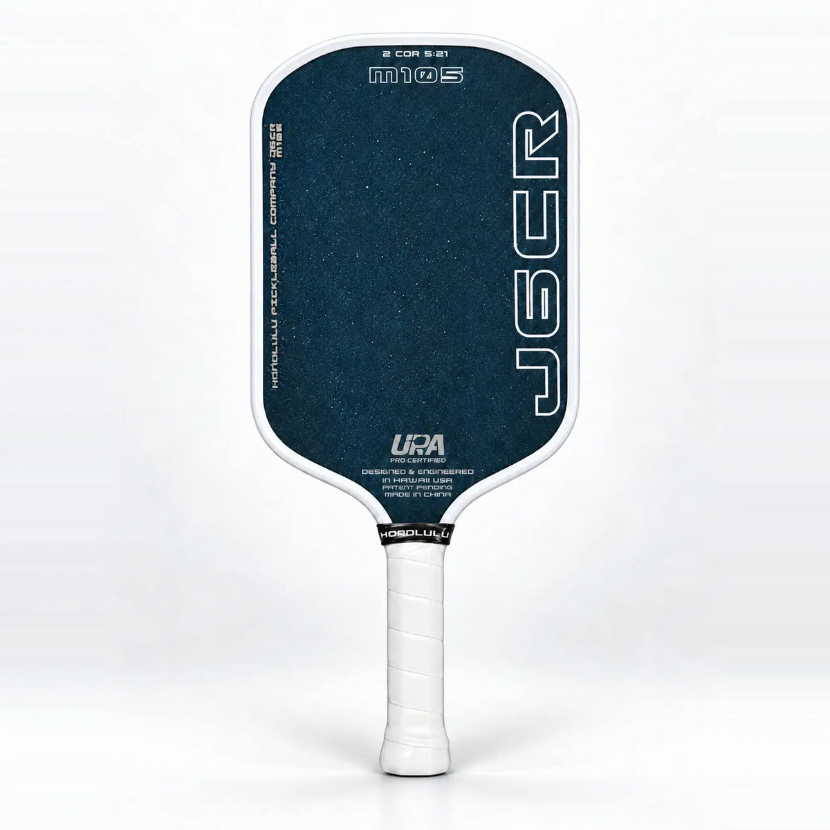 Honolulu J6CR M 105 Crystal Blue 16mm power paddle with dynamic PowerFlex technology and white handle.