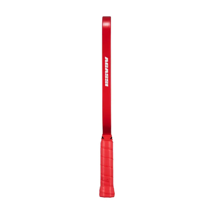 JOOLA Agassi Pro 16mm professional paddle showcasing vibrant red design and ergonomic grip for optimal performance.