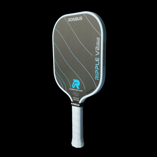 Ronbus Ripple V2 R2.14 pickleball paddle showcasing FIRE core with carbon fiber and EVA foam technology for superior performance.