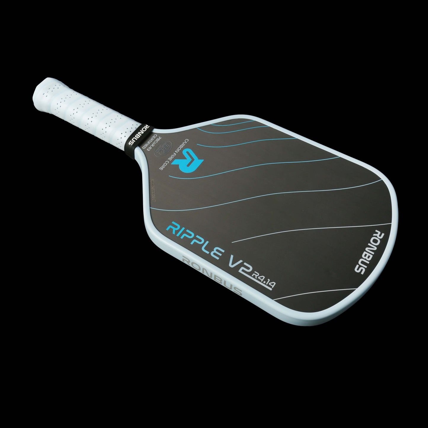 Ronbus Ripple V2 R4.14 paddle featuring a FIRE core for dynamic power and enhanced spin capabilities.
