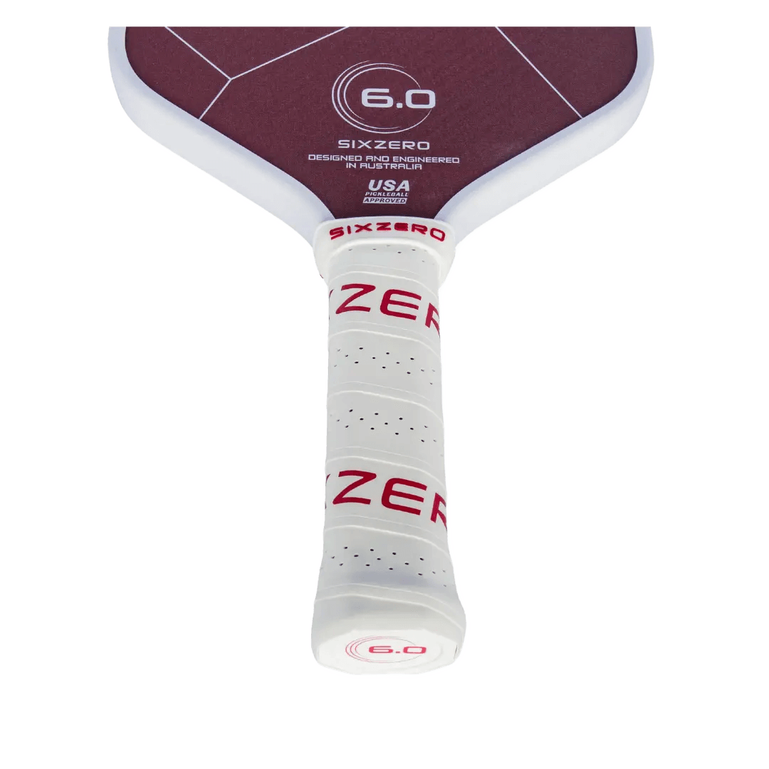 Six Zero Ruby Pickleball Paddle showcasing innovative design and technology for exceptional control and unbeatable spin.
