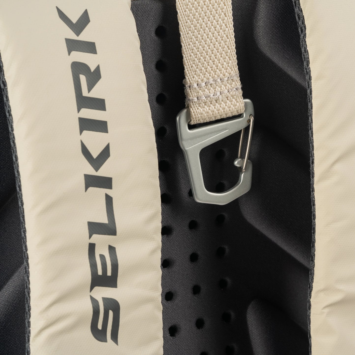 Close-up of Selkirk Pro Line Team Bag pickleball backpack strap and buckle detail.