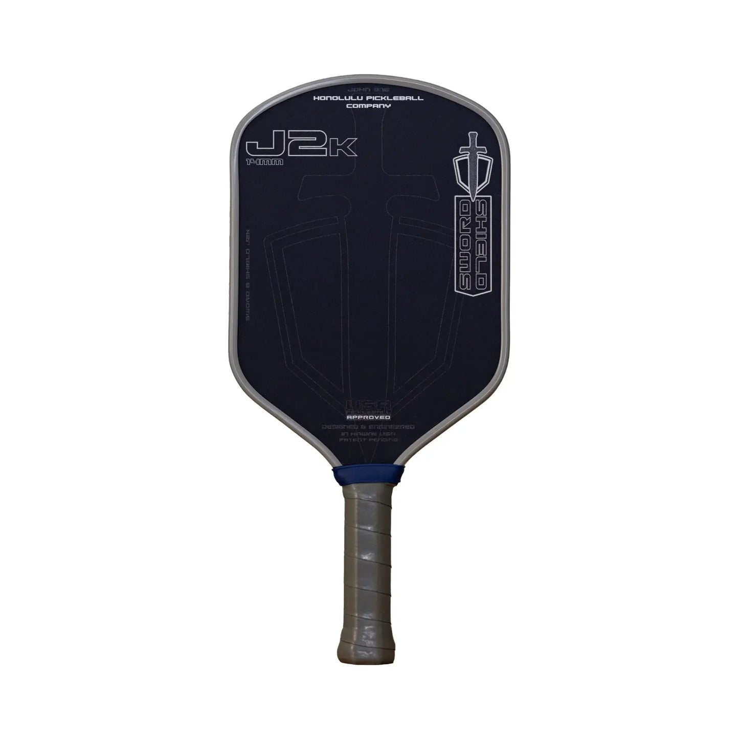 SWORD & SHIELD J2K+ paddle featuring Aero Hybrid Plus shape, lightweight design, and durable aramid fiber construction.