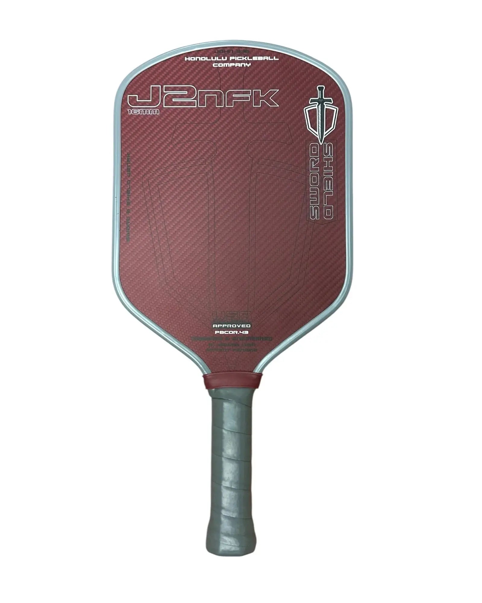 Honolulu Sword & Shield J2NFK paddle in red color, multi-density foam for power and control, pre-order item.