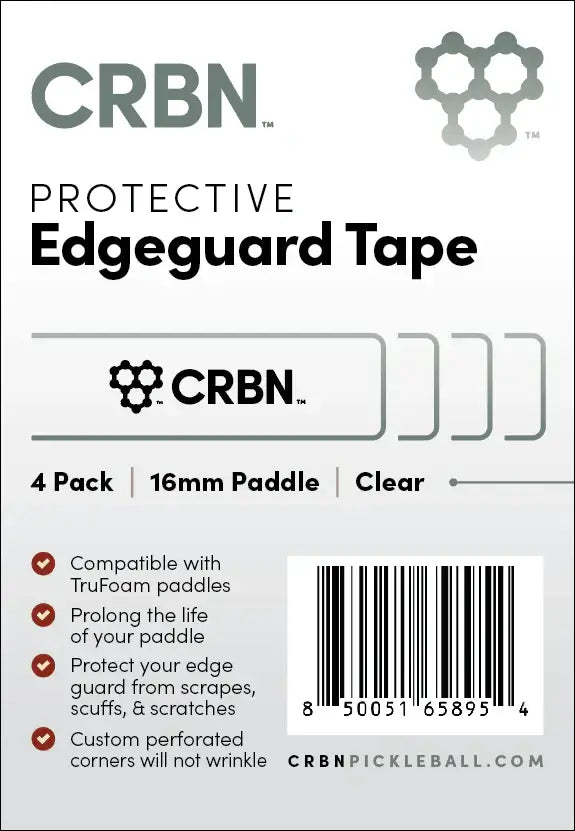 CRBN Protective Edge Guard Tape | Clear | 4 Pack - protective tape for paddles, durable, easy application, prevents scratches.