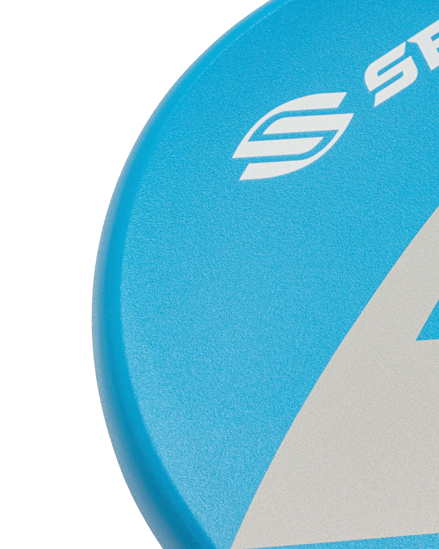Close-up of the Selkirk AMPED Pro Air pickleball paddle showing its vibrant blue design and logo.
