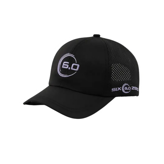 Six Zero Performance SnapBack hat with moisture-wicking fabric and embroidered logo, ideal for pickleball enthusiasts.