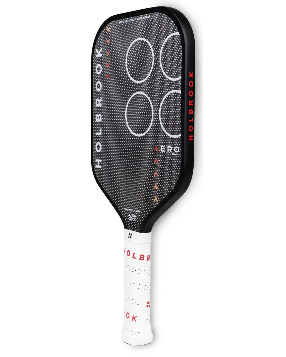 Holbrook Pro Aero Metallic T 16mm pickleball paddle with sleek design and white grip.