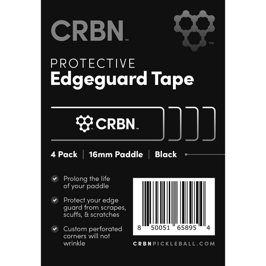 CRBN Protective Edge Guard Tape 4 Pack for 16mm paddles, black. Protects against scrapes and scratches with wrinkle-free design.