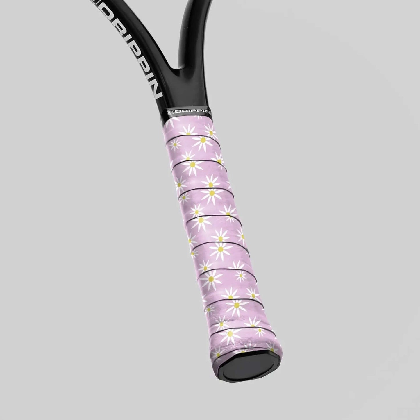 Udrippin Lavender Flower - Custom Grips showing a vibrant lavender grip design on a racket handle.