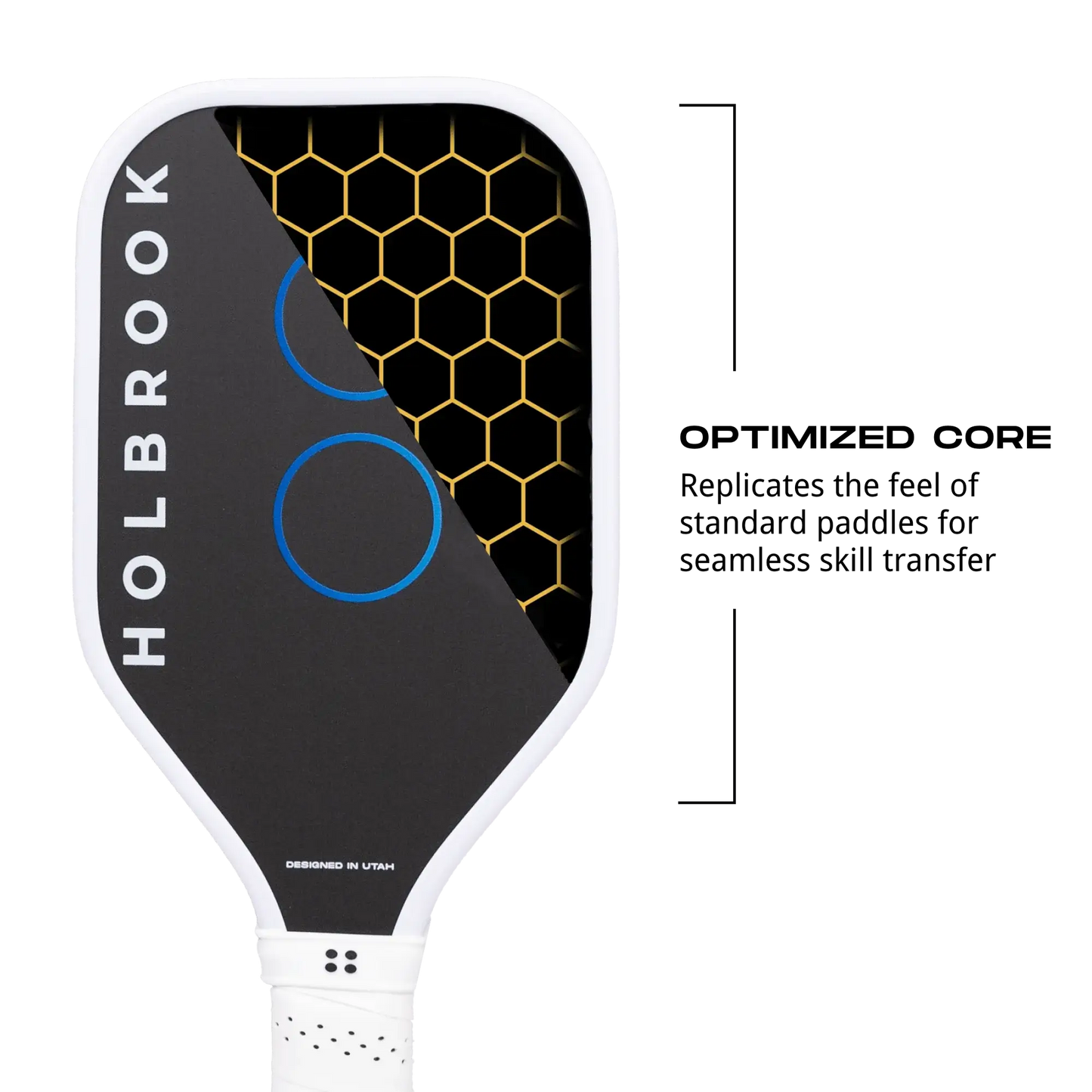 Holbrook Paddle Trainer showcasing T700 carbon fiber surface, designed for optimal spin and shot precision.