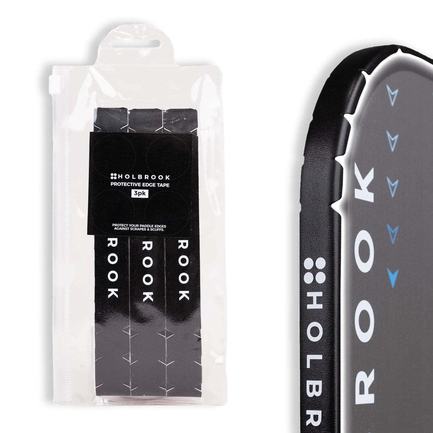 Holbrook Protective Edge Tape 3 Pack for pickleball paddle, featuring durable, wear-resistant materials for ultimate protection.
