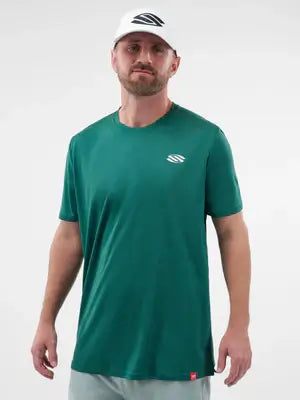 Men's Essentials Sport-Wik Short Sleeve Performance Tee in green, perfect for pickleball and active wear.