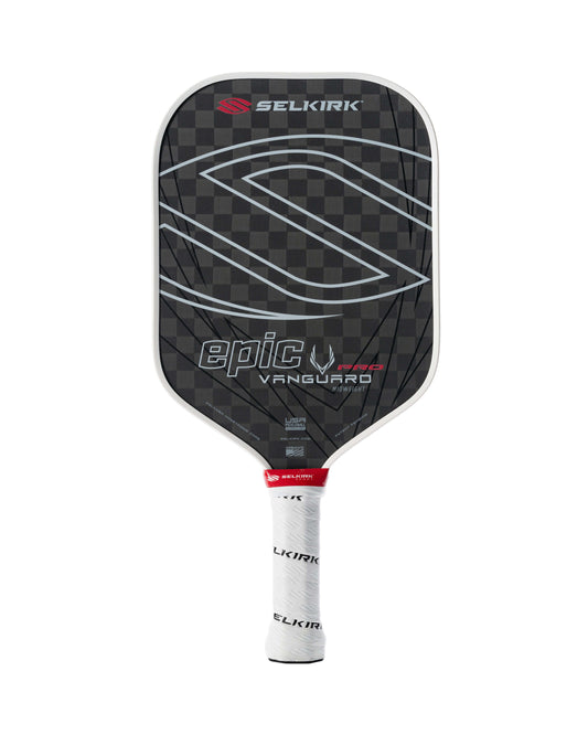 Selkirk VANGUARD Pro Epic pickleball paddle featuring raw carbon fiber design for elite performance.