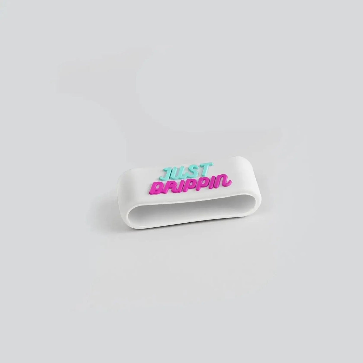 JUST DRIPPIN Paddle Silicone Ring in white with colorful logo, ideal for paddle grip enhancement.