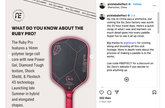 Six Zero Ruby Pro paddle features, including its 14mm polymer core and innovative technologies.
