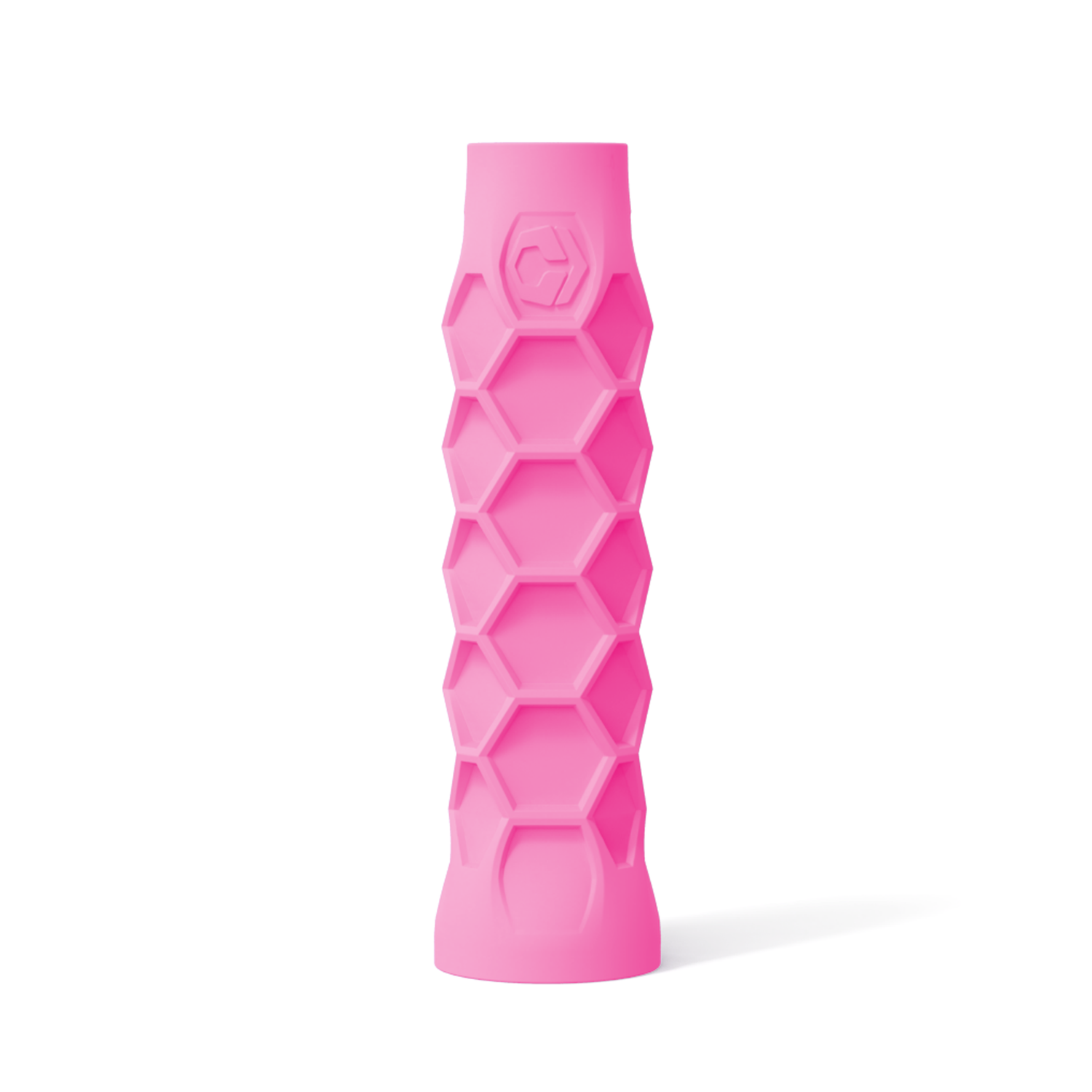 Pink Hesacore grip with honeycomb texture, designed for enhanced comfort and grip performance.