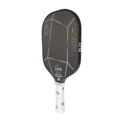 Six Zero Quartz pickleball paddle featuring large sweet spot for amplified control, power, and affordability.