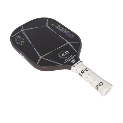 Six Zero Quartz pickleball paddle with large sweet spot for control, power, and pop, combining quality performance and affordability.