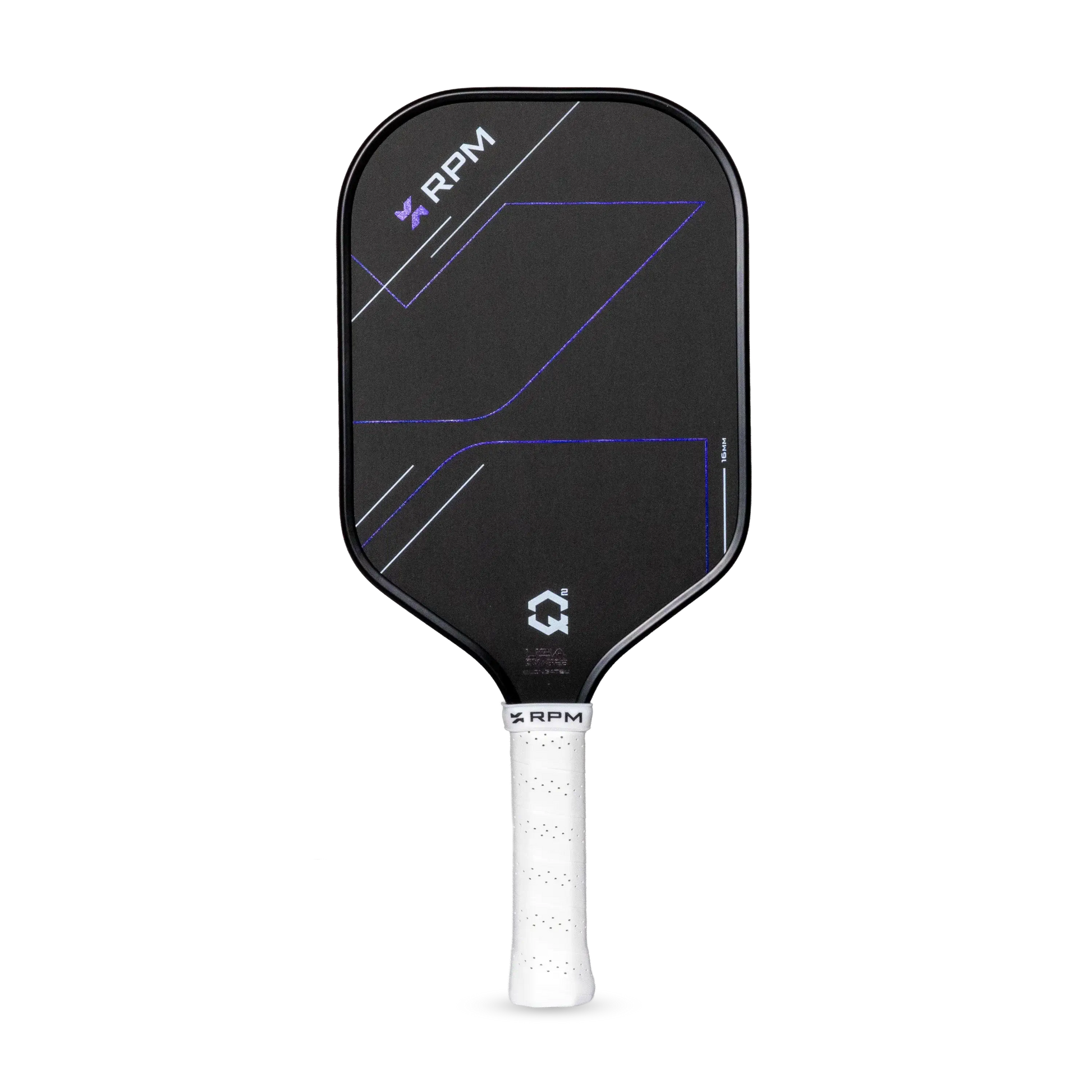 RPM Q2 Elongated Paddle - 16MM with sleek black design and ergonomic grip for performance.