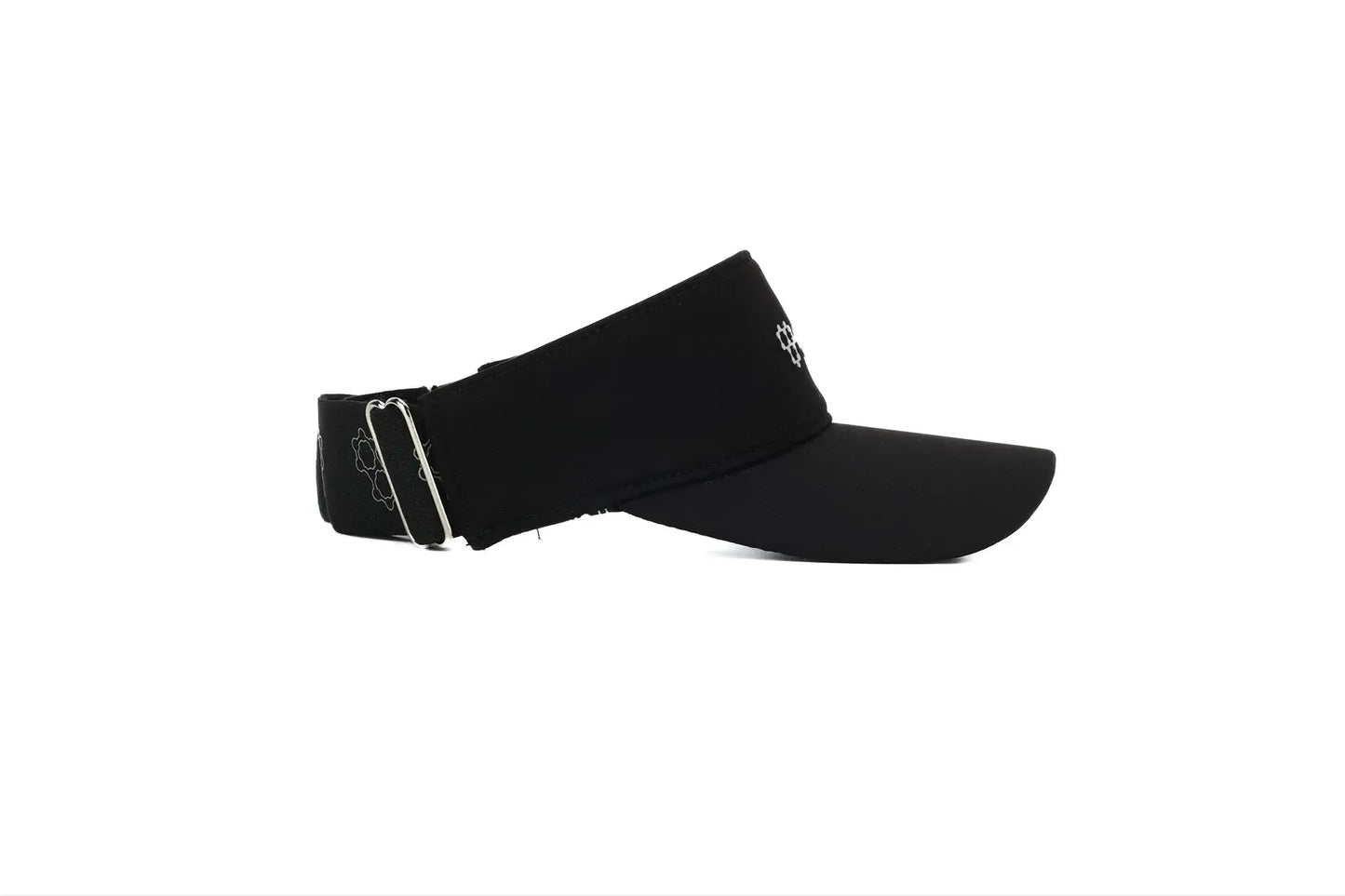 CRBN Performance Visor in black with adjustable elastic strap for a comfortable fit.