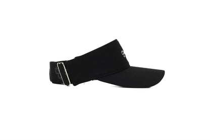 CRBN Performance Visor in black with adjustable elastic strap for a comfortable fit.