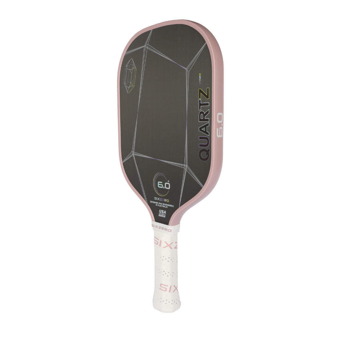 Six Zero Quartz pickleball paddle with large sweet spot for control and power. Quality performance at an affordable price.