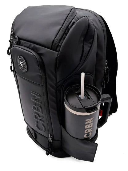CRBN Pro Team Backpack 2.0 featuring a sleek design and cup holder, ideal for serious players on and off the court.