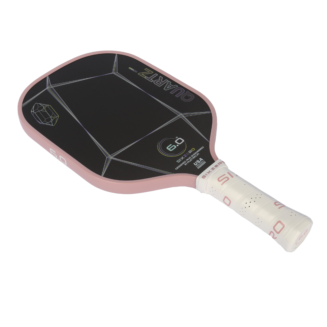 Six Zero Quartz pickleball paddle with large sweet spot for enhanced control, power, and pop. Quality performance at an affordable price.