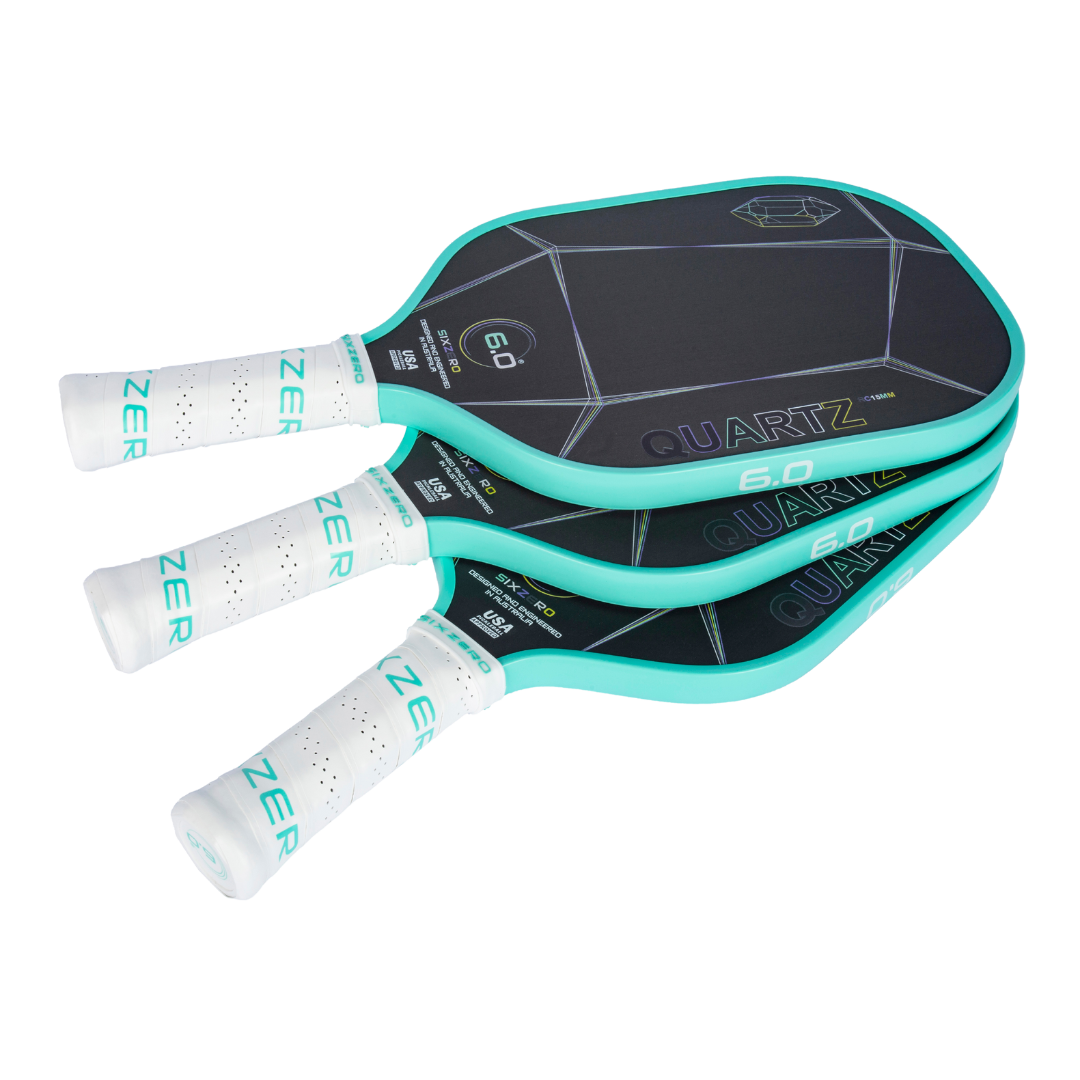 Six Zero Quartz Pickleball Paddles with large sweet spot and all-purpose design for quality performance and affordability.