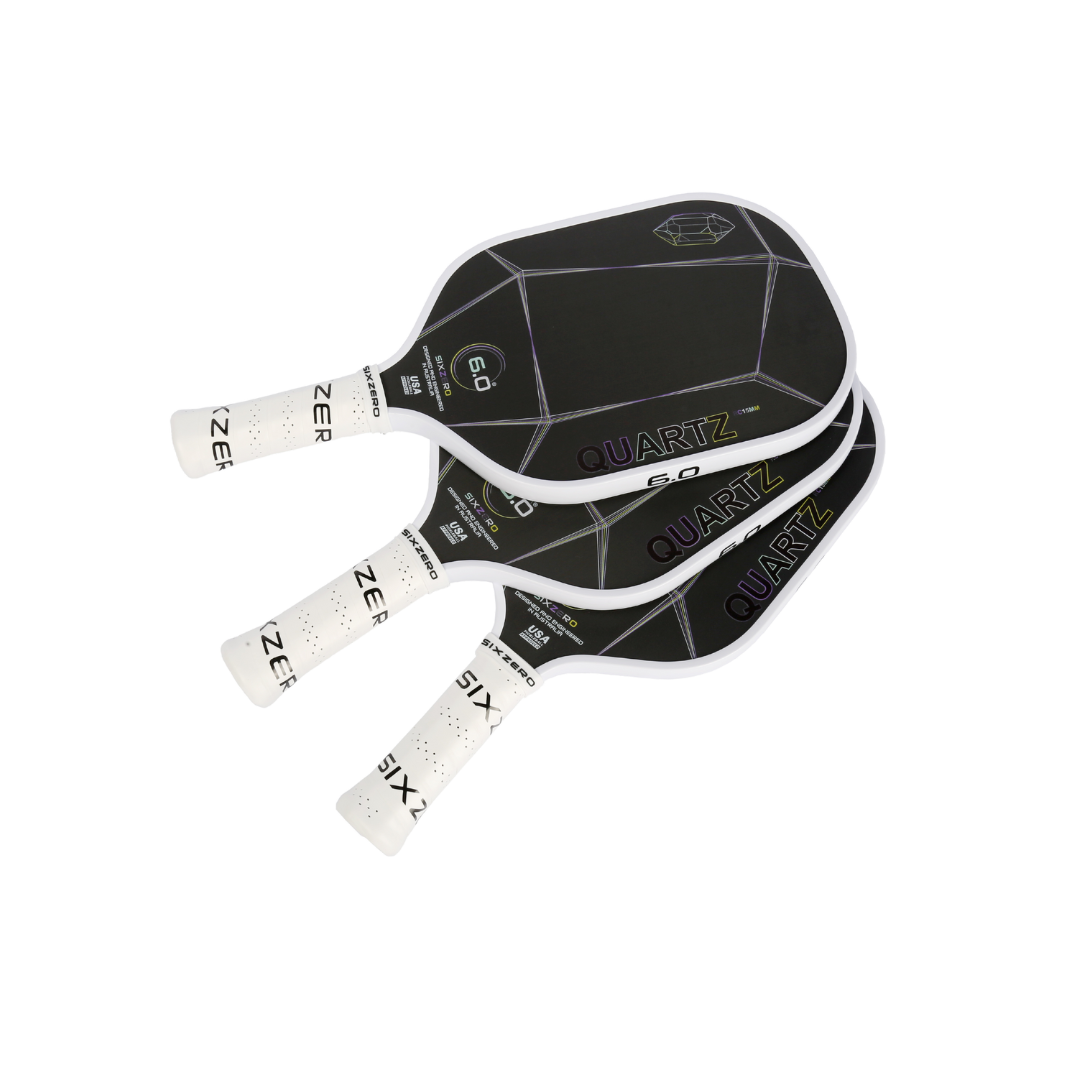 Six Zero Quartz Pickleball Paddles featuring large sweet spot for enhanced control, power, and pop at an affordable price