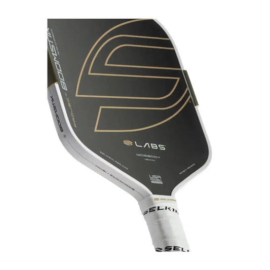 Selkirk LABS Project Boomstik® Raw Carbon REGAL [WIDE BODY] pickleball racket close-up image.