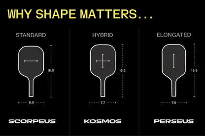 Comparison of paddle shapes: Scorpeus, Kosmos, and Perseus highlighting why shape matters for performance.