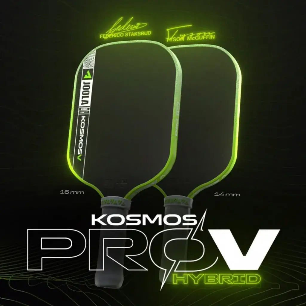 Joola Kosmos Pro V Surge Green (Global) paddles designed by Federico Staksrud and Tyson McGuffin.
