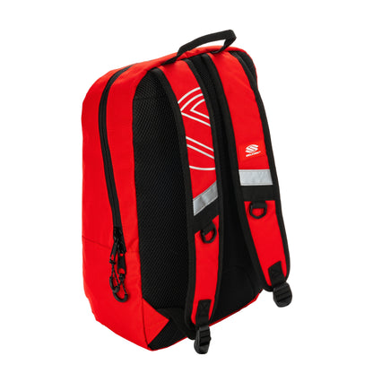 Selkirk Core Line Day Bag in red, durable pickleball backpack with adjustable straps and reflective details.