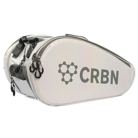CRBN Pro Team Tour Bag 2.0 in Pearl color, featuring multiple pockets for storage and a sleek design.
