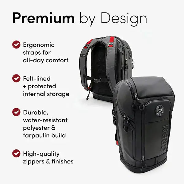 CRBN Pro Team Backpack 2.0 showcasing premium design features like ergonomic straps and durable materials.