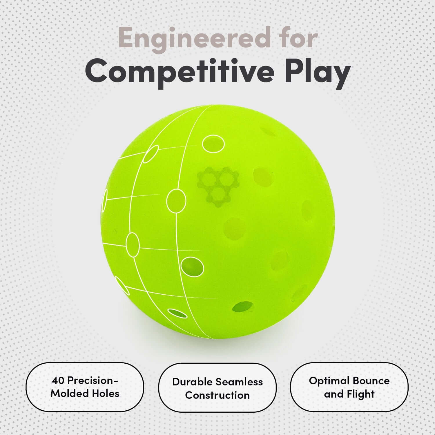 CRBN C40 Pickleballs engineered for competitive play with 40 precision-molded holes, durable construction, optimal bounce.